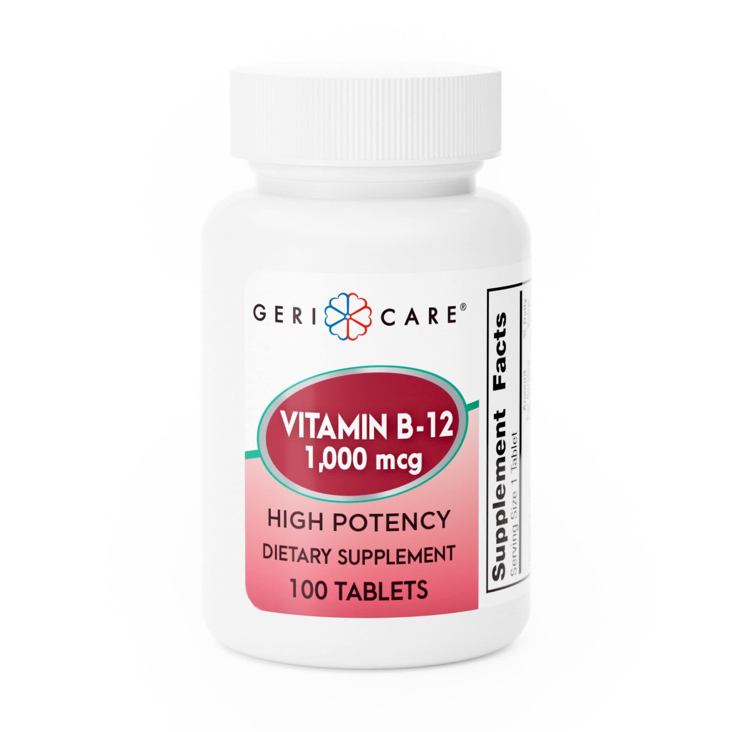 GeriCare Vitamin B-12 1000mcg High Potency Tablets | Energy, Brain & Nervous System Support