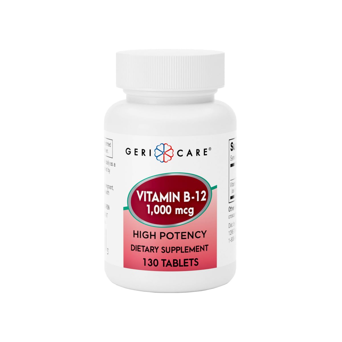 GeriCare Vitamin B-12 1000mcg High Potency Tablets – Energy & Brain Health (130 Count)