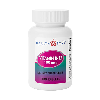 GeriCare Vitamin B-12 100mcg Tablets – Energy, Brain & Nervous System Support | 100 Count