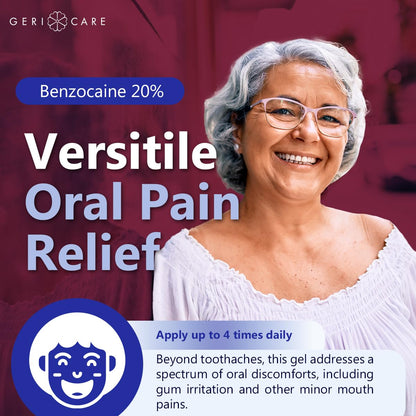 GeriCare Benzocaine 20% Maximum Strength Toothache & Oral Instant Pain Relief Gel 0.5 oz (Pack of 1) – Fast-Acting Numbing Pain Treatment