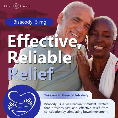 GeriCare Bisacodyl 5 mg Laxative – 200 Count Pack of 2 | Gentle Overnight Relief