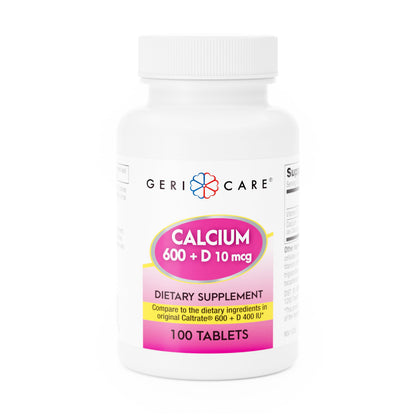 GeriCare Calcium 600mg + Vitamin D 400IU Tablets | Bone Health Support