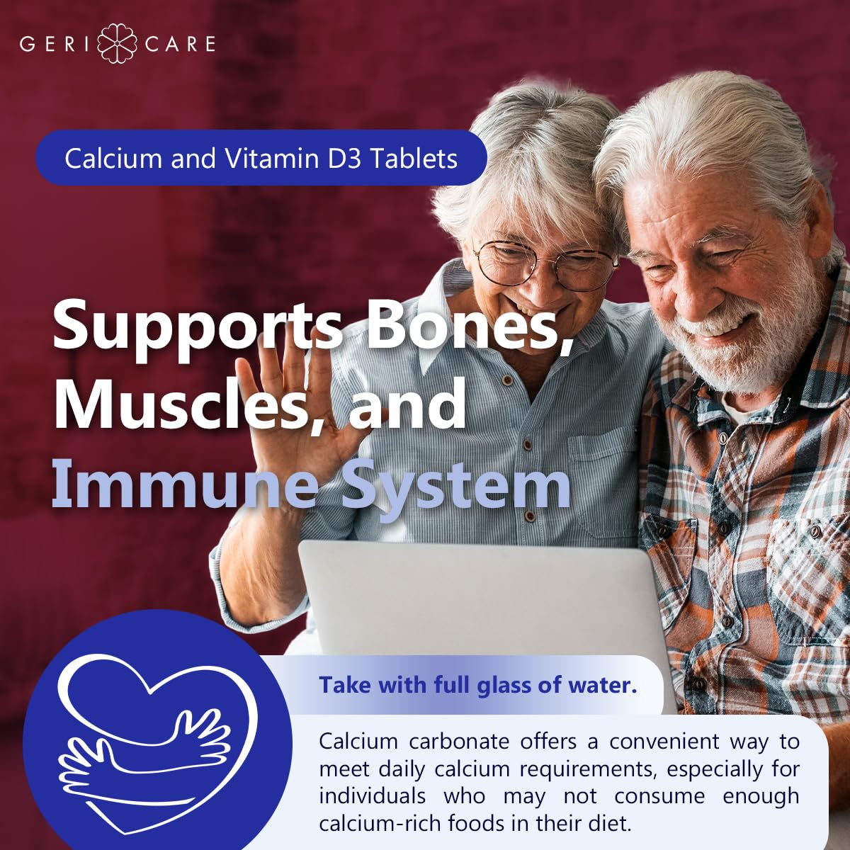 GeriCare Calcium 600mg + Vitamin D 400IU Tablets | Bone Health Support