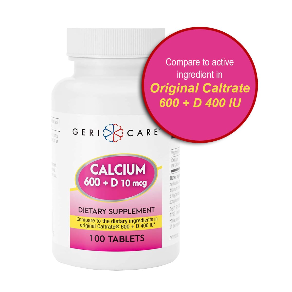 GeriCare Calcium 600mg + Vitamin D 400IU Tablets | Bone Health Support