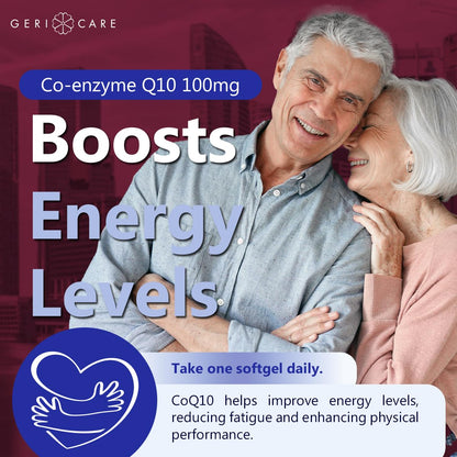 GeriCare CoQ10 100mg – Co-Enzyme Q10 Dietary Supplement, 30 Count