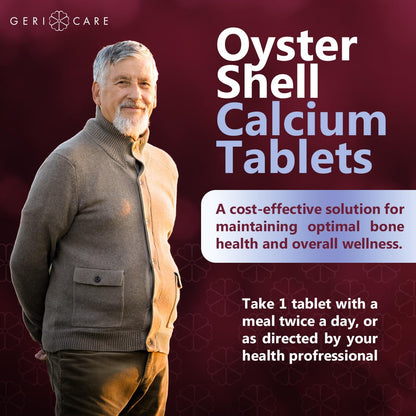GeriCare Oyster Shell Calcium 500mg + Vitamin D for Bone Health - 60 Count