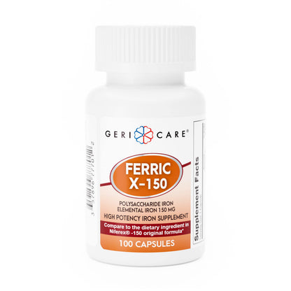 GeriCare Ferric X-150 High Potency Iron — 150 mg Elemental, 100 Count Capsules