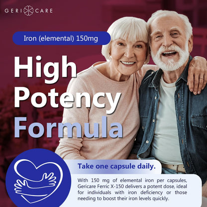 GeriCare Ferric X-150 High Potency Iron — 150 mg Elemental, 100 Count Capsules