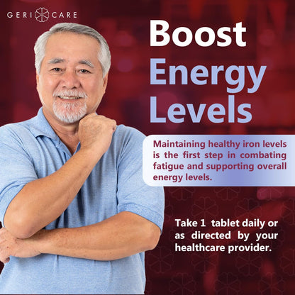 Gericare Iron 27mg Ferrous Gluconate 240mg – Iron & Energy Supplement (Pack of 2, 100 Count)