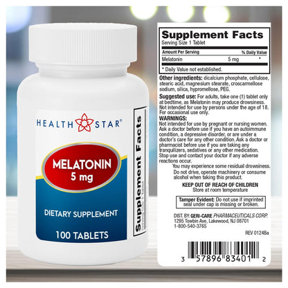 GeriCare Melatonin 5mg Tablets, Balances Nighttime Routine - Helps Adjust to Changing Schedules - Promotes Restful Evenings – Easy-to-Take Tablets, 100 Count (Pack of 1)