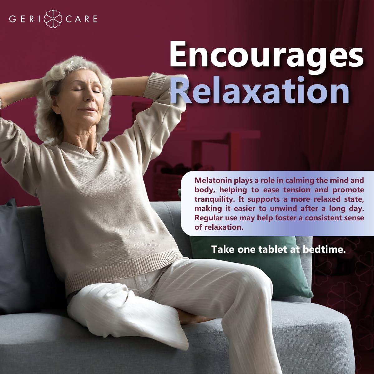 GeriCare Melatonin 5mg – Sleep Aid for Nighttime Routine, 30 Count