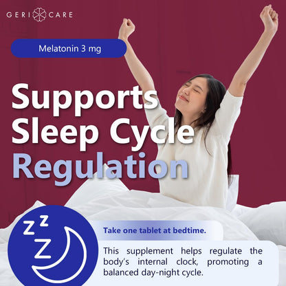 GeriCare Melatonin 1mg Sleep Support - 60 Tablets | Non-Habit Forming Nighttime Aid