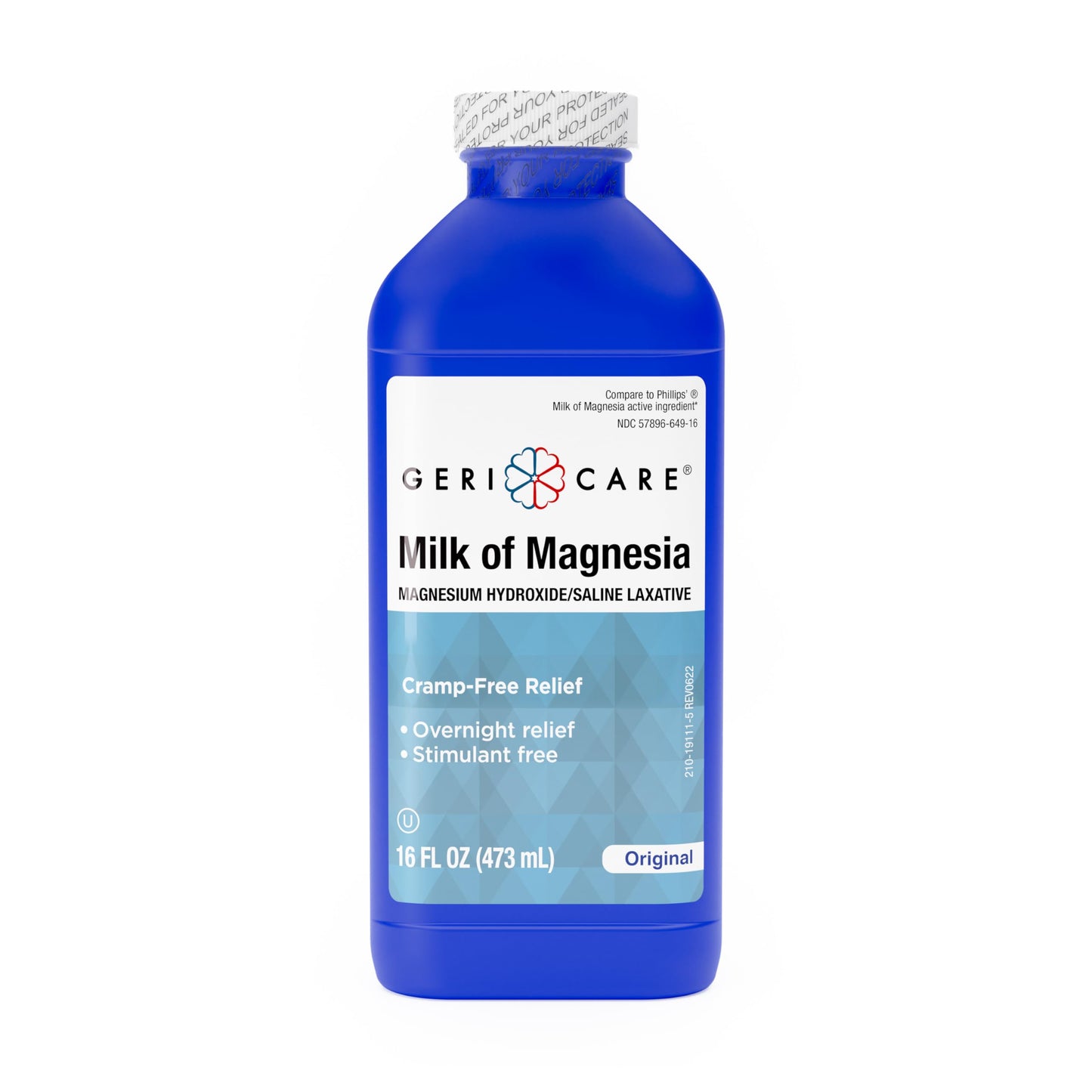 GeriCare Milk of Magnesia 1200mg | Fast Overnight Constipation Relief | Original Flavor | 16 Fl Oz