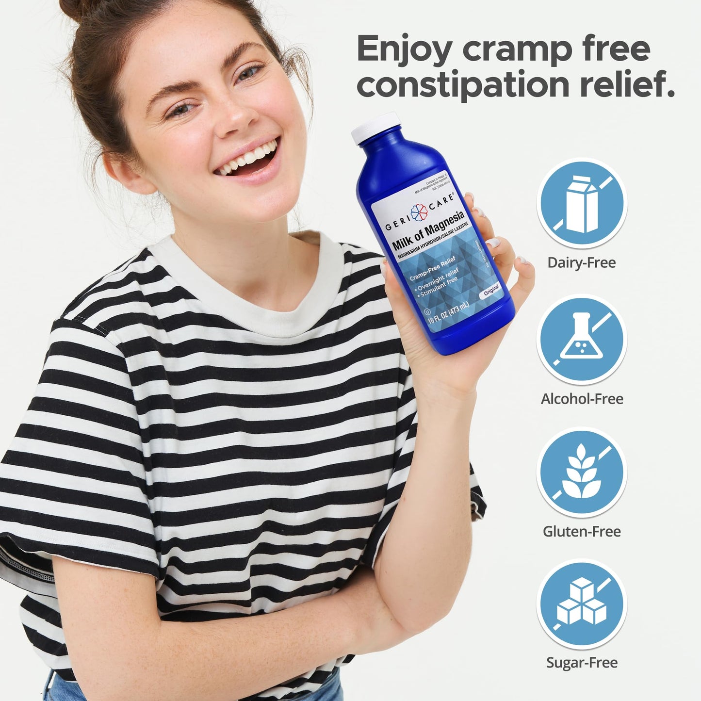 GeriCare Milk of Magnesia 1200mg | Fast Overnight Constipation Relief | Original Flavor | 16 Fl Oz