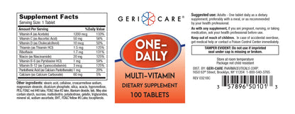 GeriCare One-Daily Multivitamin Tablets – Dietary Supplement, 100 Count (Pack of 2)