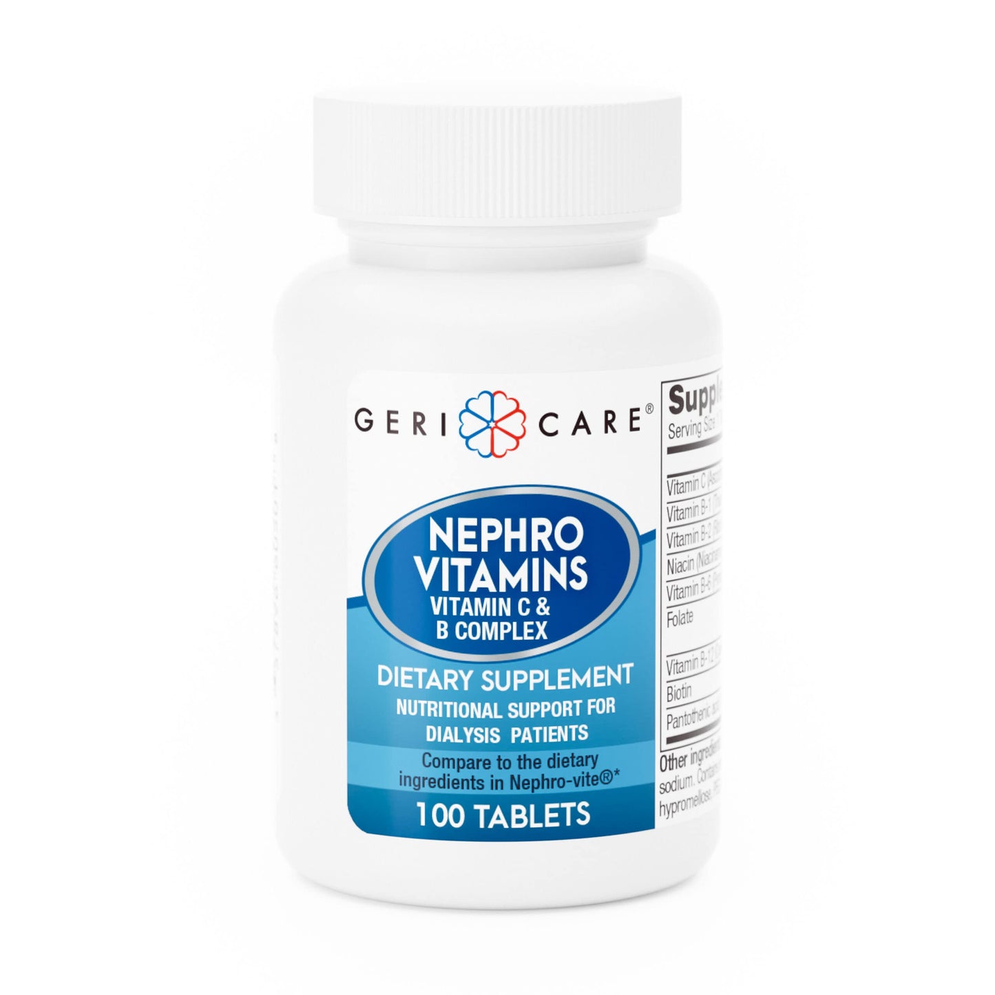GeriCare Nephro Vitamin C & B Complex Tablets – Kidney Health & Energy (100 Count)
