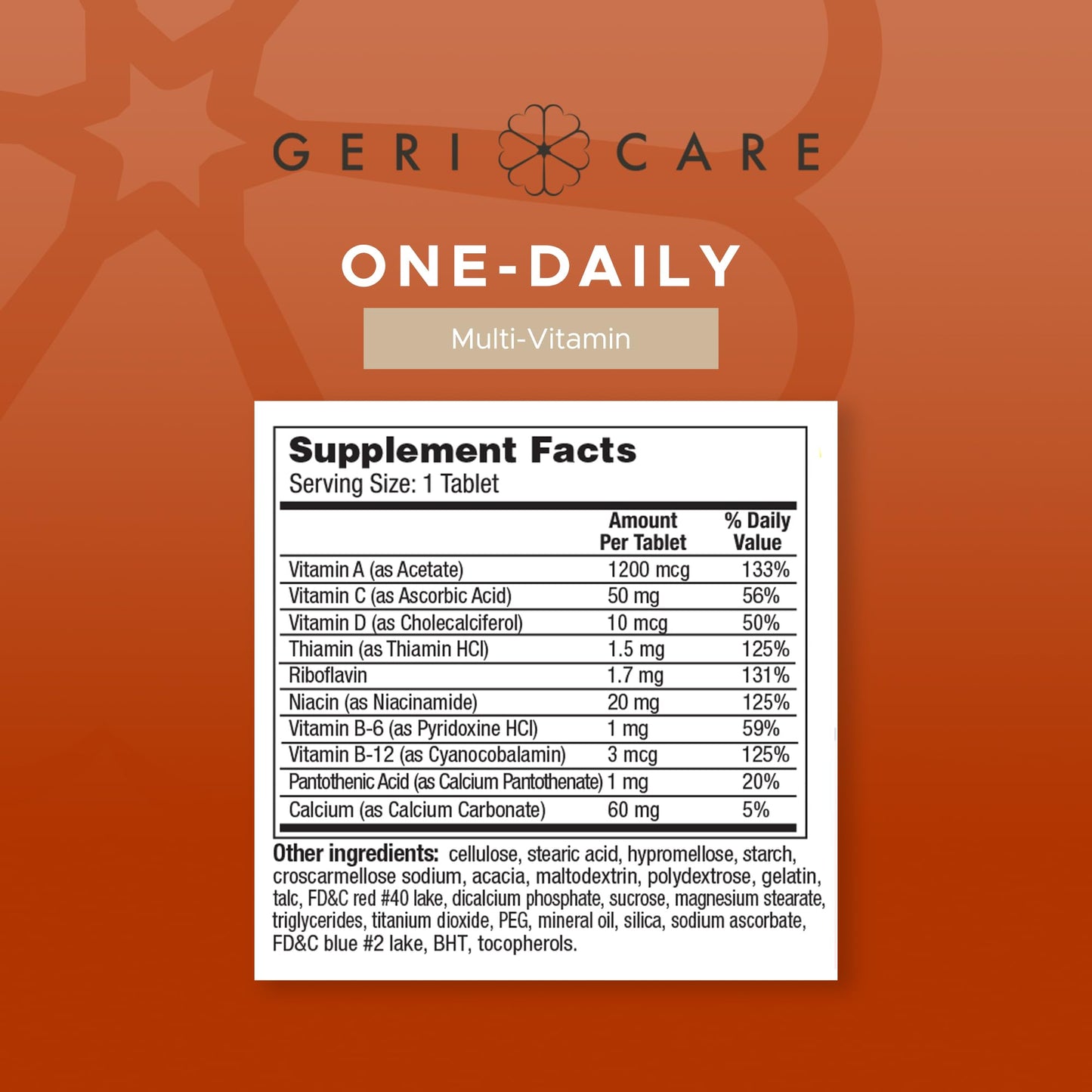 GeriCare One-Daily Multi-Vitamin Tablets Dietary Suplement 100 Count (Pack of 1)