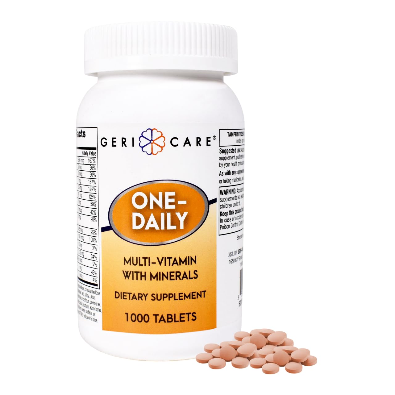 GeriCare One-Daily Multivitamins 1000 Tablets – High-Potency Vitamin & Mineral Supplement