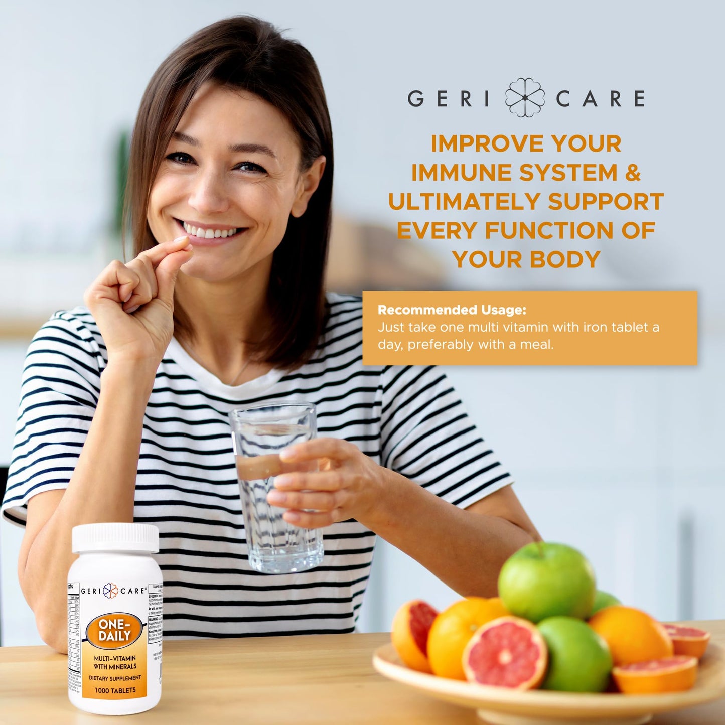 GeriCare One-Daily Multivitamins 1000 Tablets – High-Potency Vitamin & Mineral Supplement