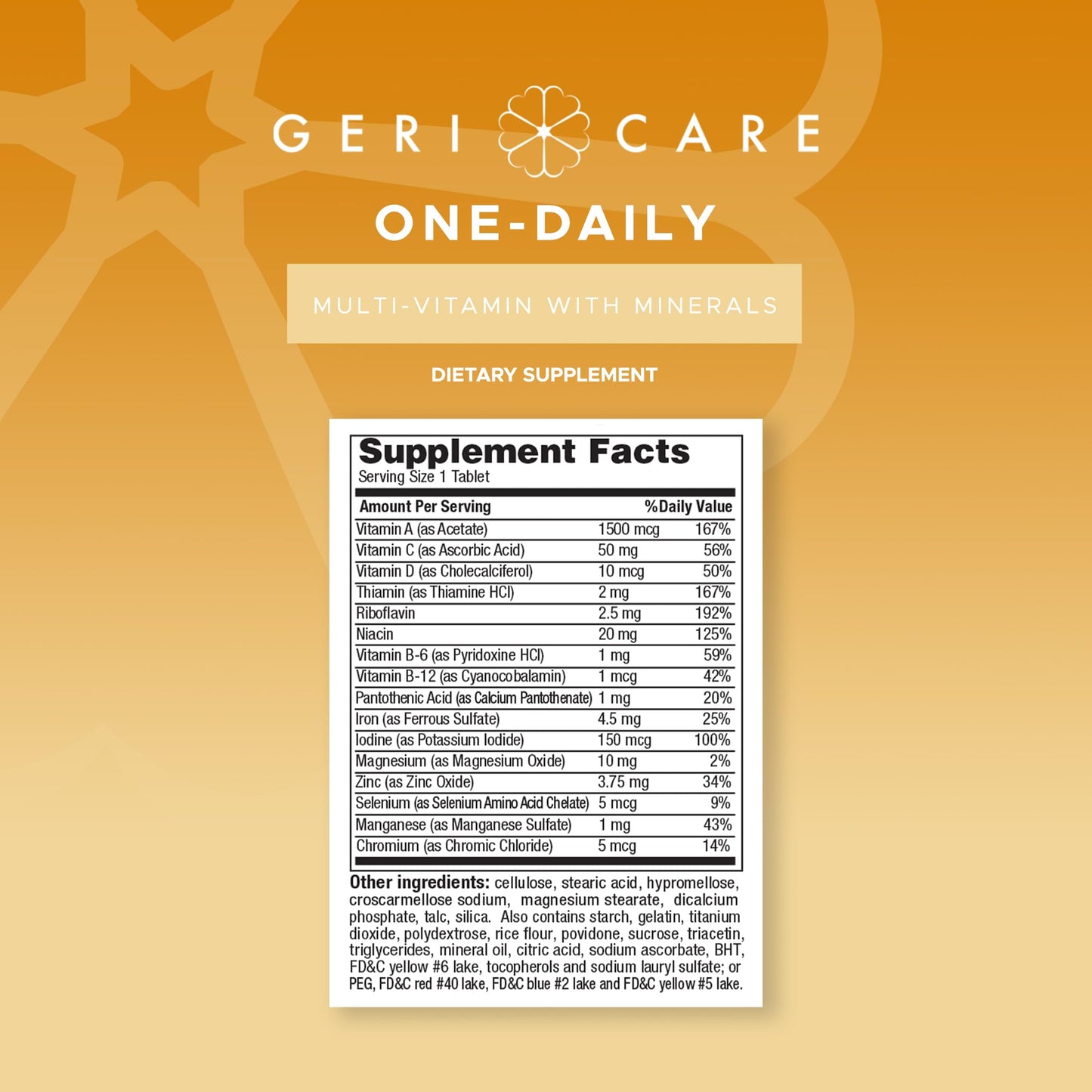 GeriCare One-Daily Multivitamins 1000 Tablets – High-Potency Vitamin & Mineral Supplement
