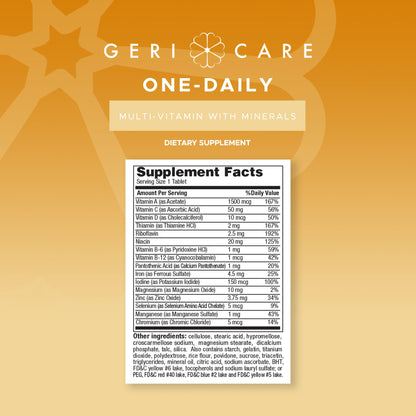 GeriCare One-Daily Multivitamins 1000 Tablets – High-Potency Vitamin & Mineral Supplement