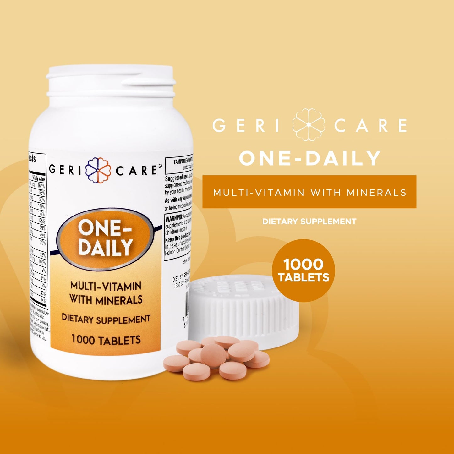 GeriCare One-Daily Multivitamins 1000 Tablets – High-Potency Vitamin & Mineral Supplement