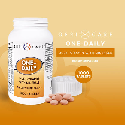GeriCare One-Daily Multivitamins 1000 Tablets – High-Potency Vitamin & Mineral Supplement