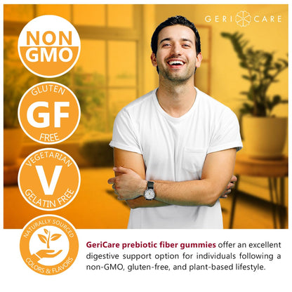 GeriCare Prebiotic Digestive Support Gummies Berry Flavor (72 Count, 2 Pack) – Plant-Based, Non-GMO, Gluten-Free & Vegan