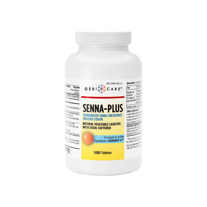 GeriCare Senna Plus Laxative Tablets 50 mg/8.6 mg – 1000 Tablets | Docusate Sodium + Sennosides