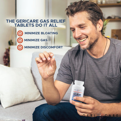 GeriCare Simethicone 80mg Chewable Gas-Relief Tablets | Mint Flavor, 2-Pack (100 Tablets) | Fast Gas Relief