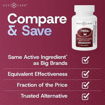 GeriCare Thera M Multivitamin Caplets – Maximum Nutritional Support, Antioxidant Protection (100 Count)
