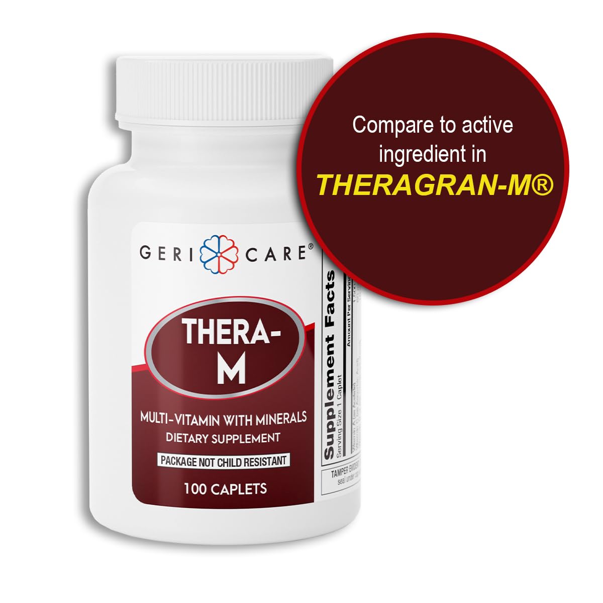 GeriCare Thera M Multivitamin Caplets – Maximum Nutritional Support, Antioxidant Protection (100 Count)