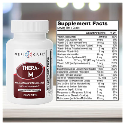 GeriCare Thera M Multivitamin Caplets – Maximum Nutritional Support, Antioxidant Protection (100 Count)