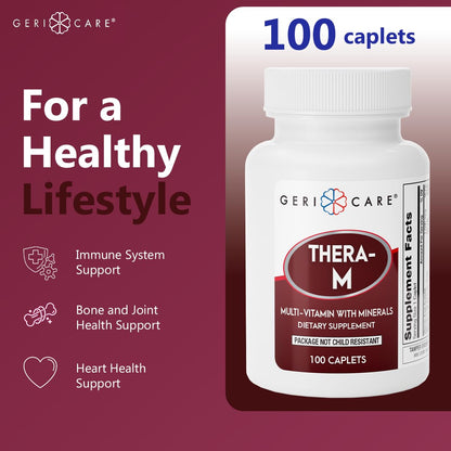 GeriCare Thera M Multivitamin Caplets – Maximum Nutritional Support, Antioxidant Protection (100 Count)