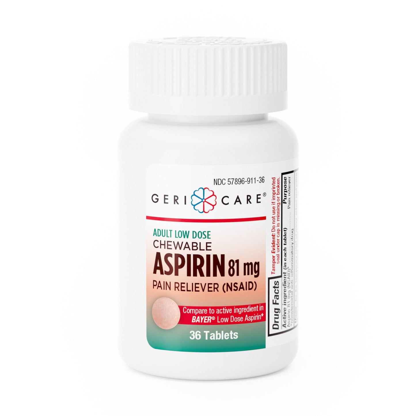 GeriCare Aspirin Adult Chewable 81 mg Tablets 36 ct