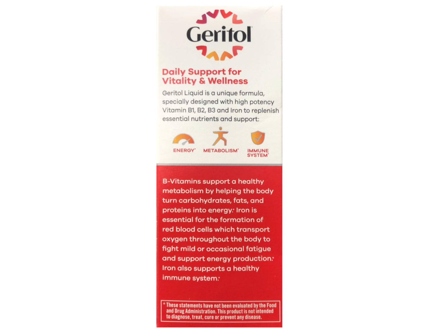 Geritol Liquid Energy Support B-Vitamins 12 oz (Pack of 2) | Iron & Potent B-Vitamins