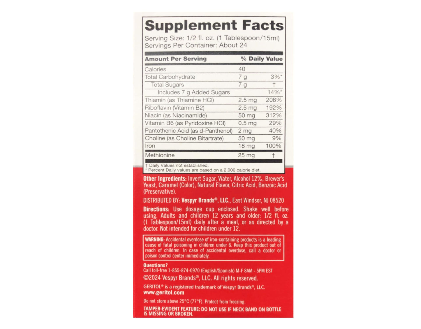Geritol Liquid Energy Support B-Vitamins 12 oz (Pack of 2) | Iron & Potent B-Vitamins