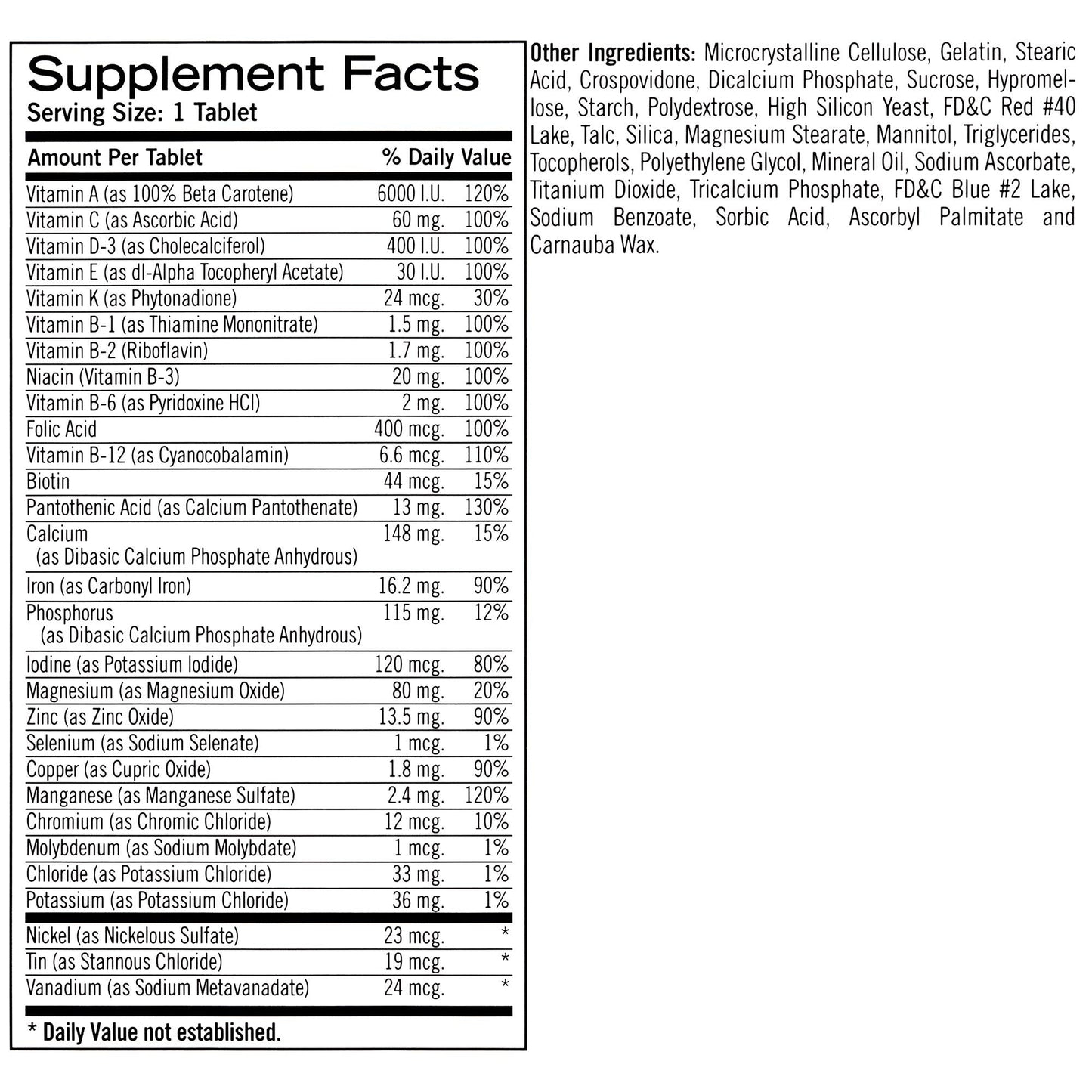 Geritol Multivitamin with 26 Essential Vitamins & Minerals – 100-Count Bottles (Pack of 2)