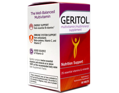 Geritol Complete Tablets 100 Count – Multivitamin with 26 Vitamins & Minerals