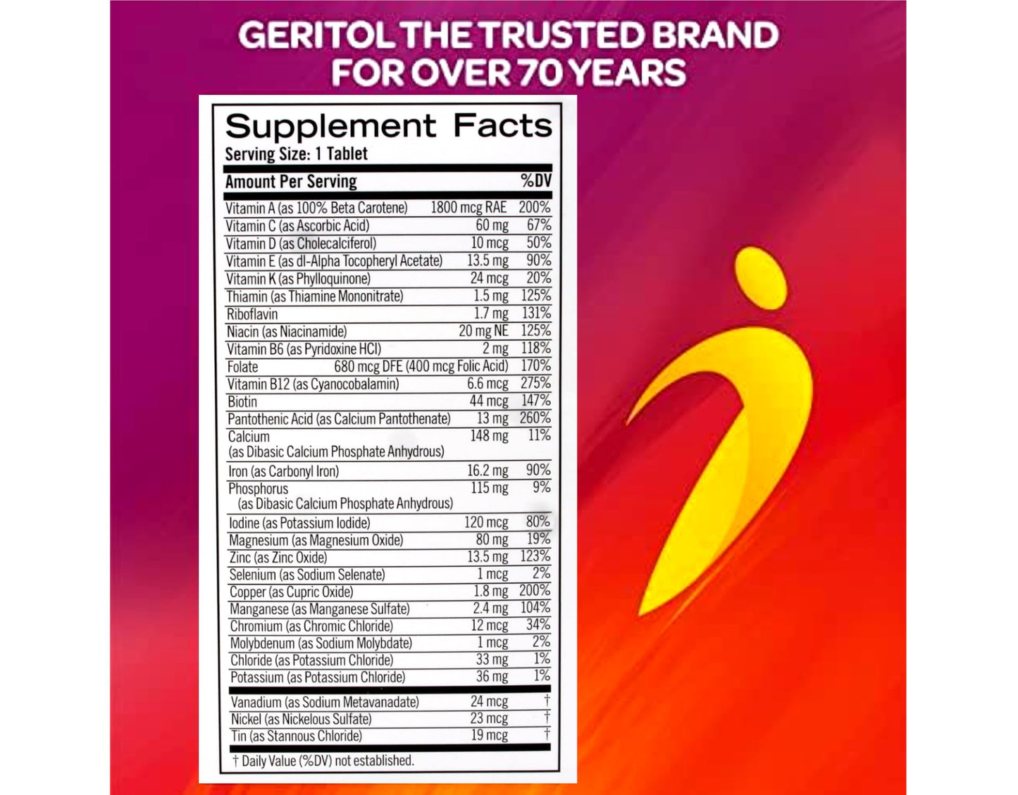 Geritol Complete Tablets 100 Count – Multivitamin with 26 Vitamins & Minerals