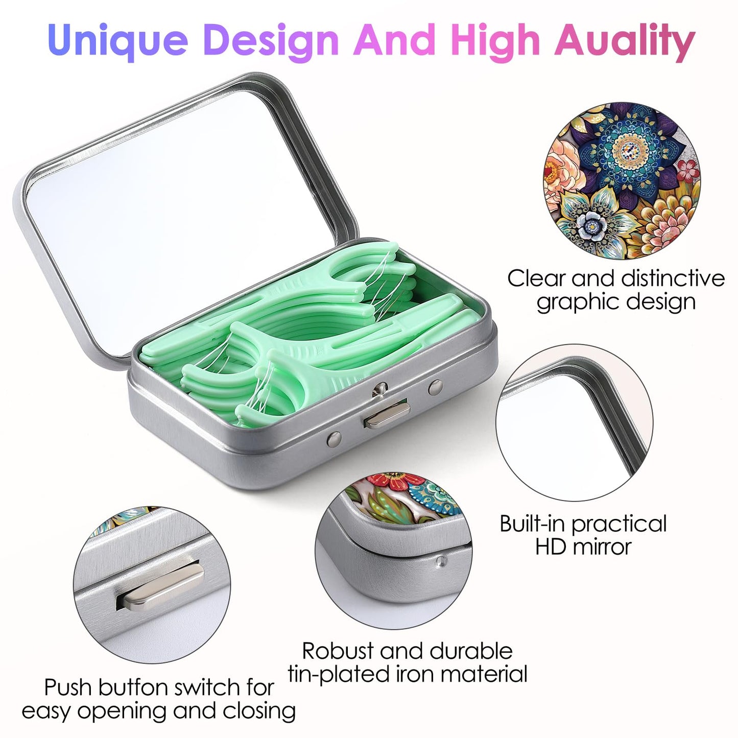 Gerkia Dental Floss Portable Case – Travel-Ready Floss Dispenser (Alphabet 3-Piece Design)