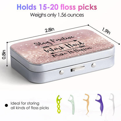 Gerkia Dental Floss Portable Case – Travel-Friendly Floss Picks Dispenser | Pink Inspirational Quotes