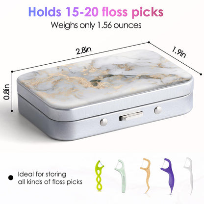 Gerkia Dental Floss Case - Portable, Lightweight & Travel Friendly (Light Grey Marble)