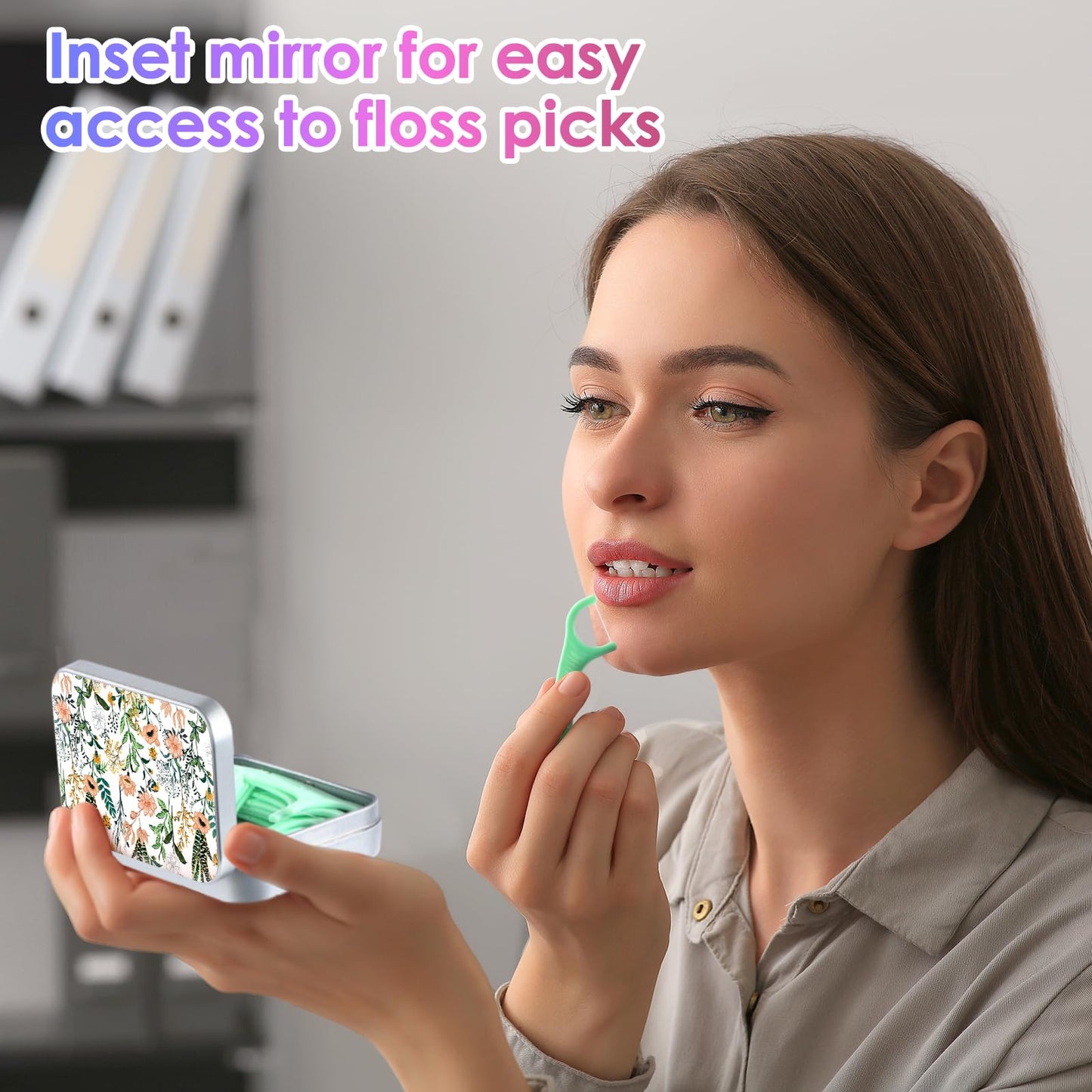 Gerkia Dental Floss Portable Case – Floral 3-Piece Travel Dispenser