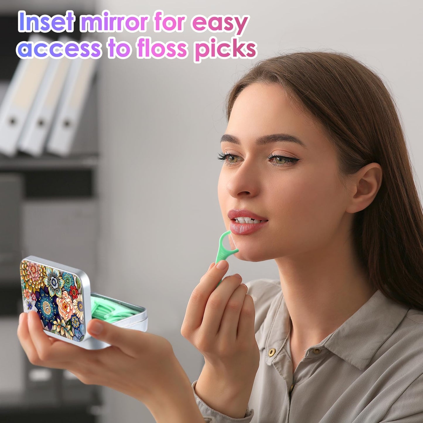 Gerkia Dental Floss Portable Case – Compact Multi-Size Floss Picks Dispenser for Travel, Hotels, Dinners & Appointments