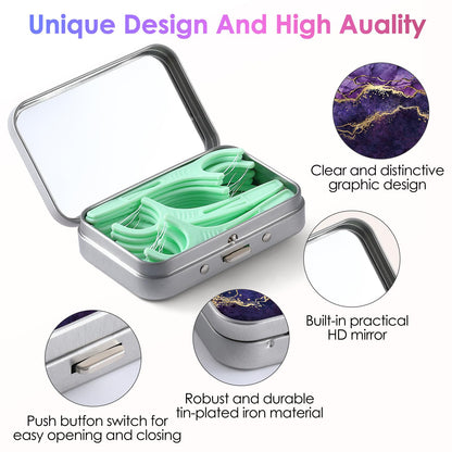 Gerkia Dental Floss Portable Case – Travel-ready Floss Dispenser (Purple Marble)