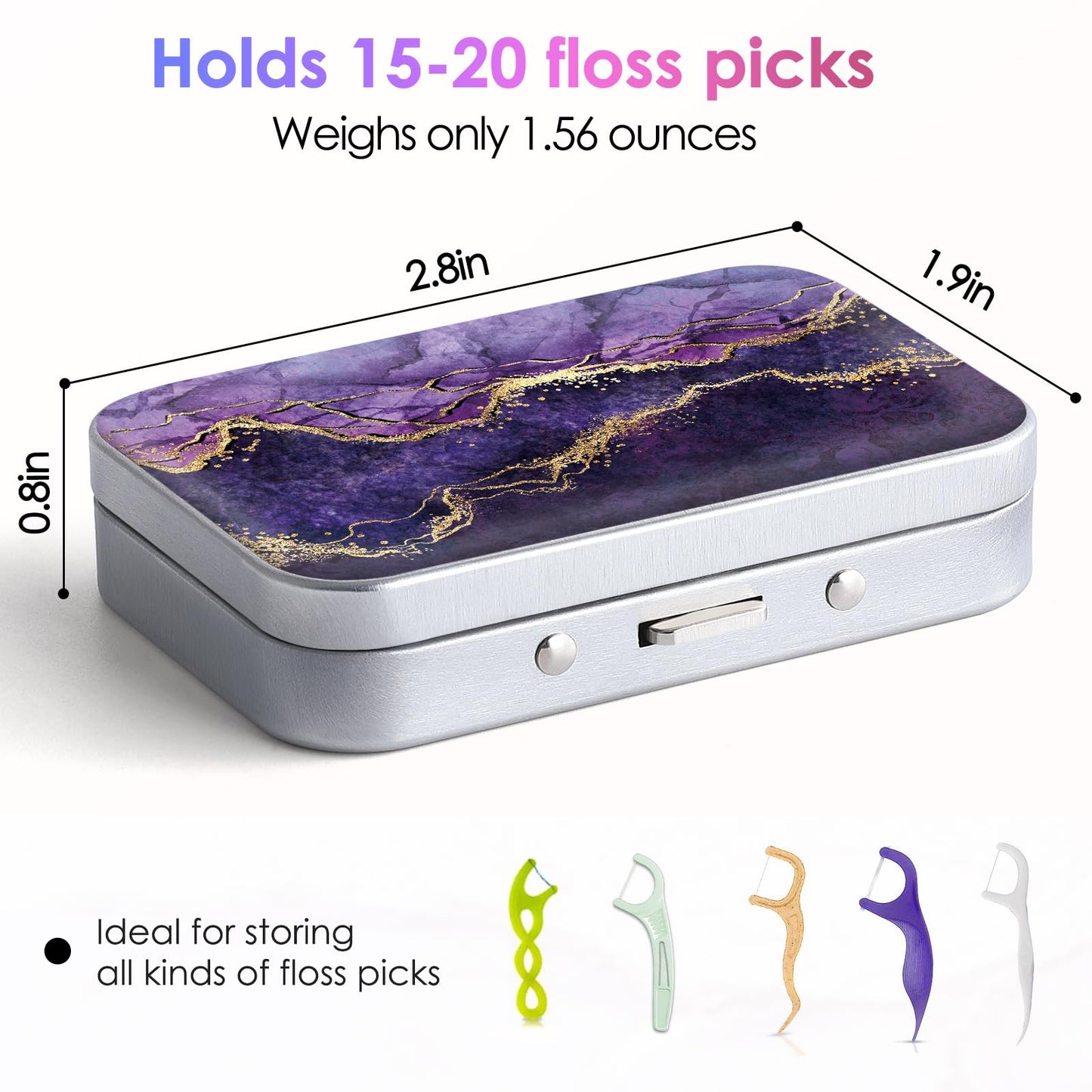 Gerkia Dental Floss Portable Case – Travel-ready Floss Dispenser (Purple Marble)