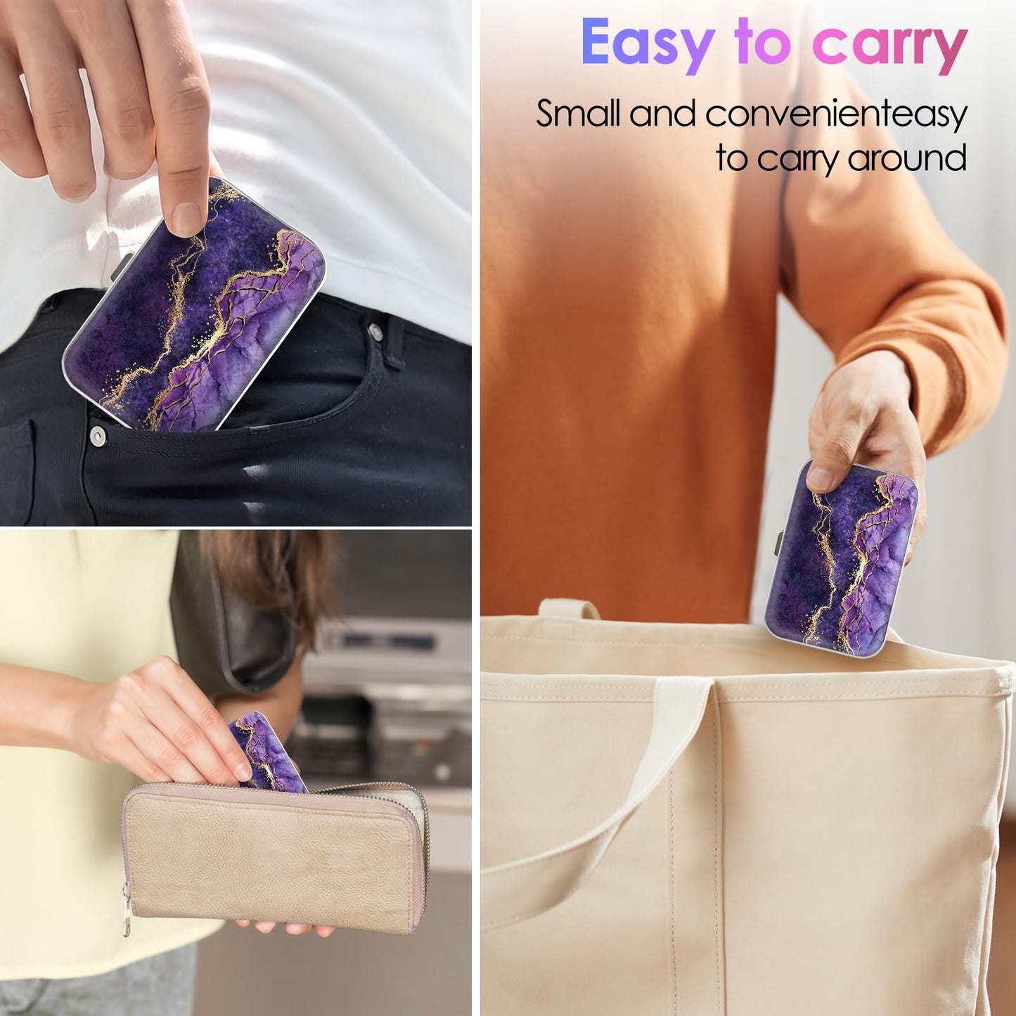 Gerkia Dental Floss Portable Case – Travel-ready Floss Dispenser (Purple Marble)