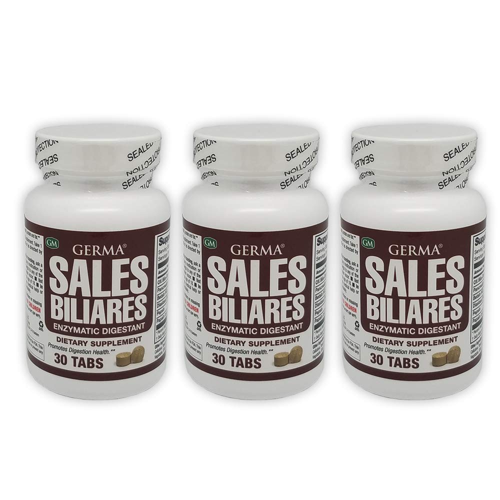 Germa Bile Salts - Natural Digestive Enzymatic Supplement | 3-Pack, 30 Tablets