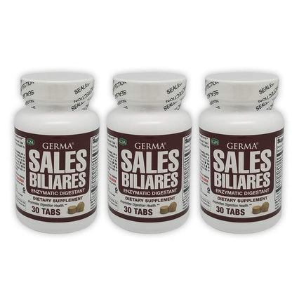Germa Bile Salts - Natural Digestive Enzymatic Supplement | 3-Pack, 30 Tablets